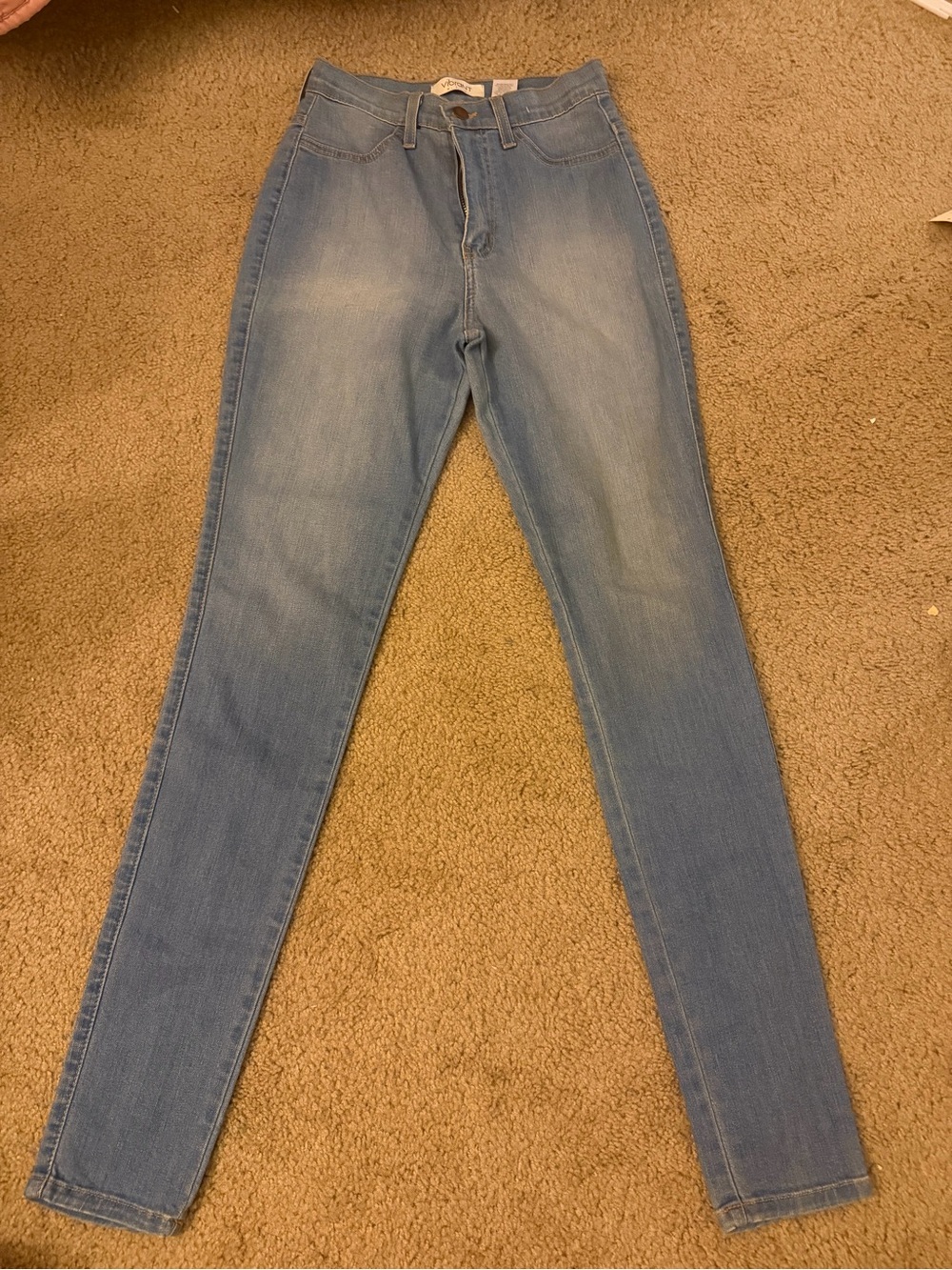 Vibrant Light Blue High-Rise Skinny Jeans